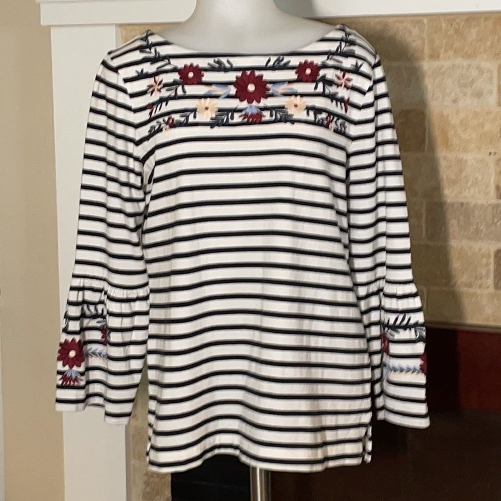 J. Crew long sleeve embroidered top